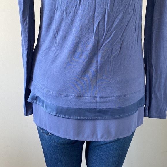 White House Black Market Ball Chain Tee Blue Long Sleeve XXS - Picture 7 of 13